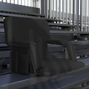 EMMA   OLIVER Extra Wide Portable Stadium Chair with Reclining Padded Back & Seat, Lightweight Metal Frame with Armrests & Backpack Straps