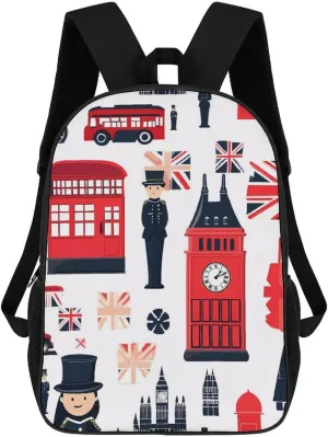England Symbols Print Laptop Backpack for Men Women 17 Inch Shoulder Bag Travel Daypack