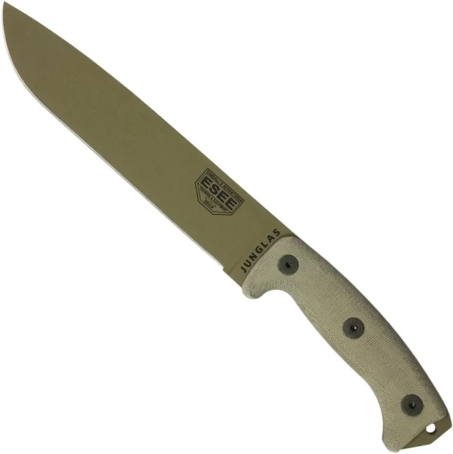 ESEE Authentic JUNGLAS Survival Knife, Kydex Sheath, MOLLE Backing