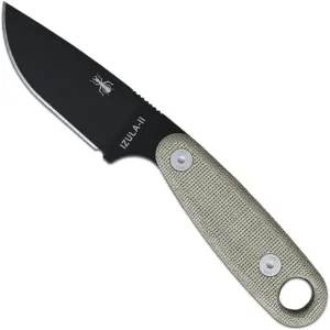 ESEE Knives Izula-II Fixed Blade Knife, Micarta Handle, Molded Sheath, Clip Plate (Black)
