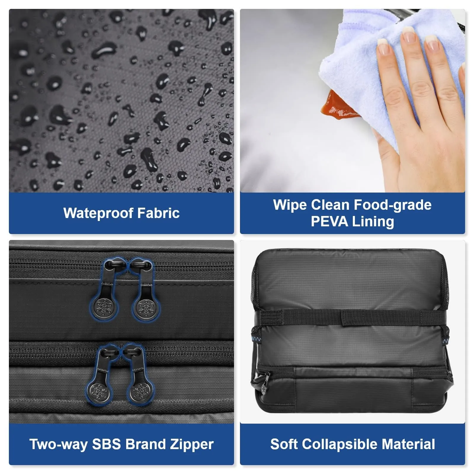 EVERFUN Small Cooler Bag Insulated Beach Cooler Lunch Bag for Men 24 Can Dual Compartments Reusable Waterproof Leak-Proof for Travel Work Picnic, Black