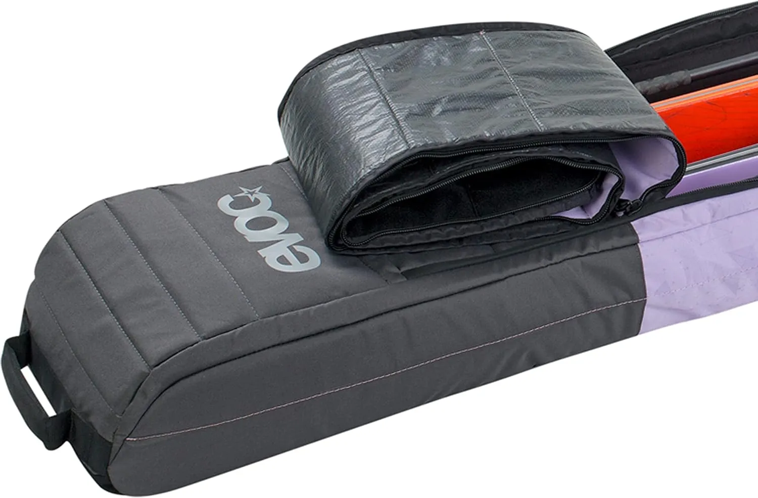 EVOC Foldable Ski Bag - Travel Bag for Up to Two Pairs of Skis, Quiet Rolling Wheels, Robust Material, Size: L, Black