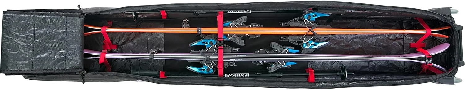 EVOC SKI ROLLER Ski Bag Travel Bag (Foldable, suitable for up to two pairs of skis, replaceable skate wheels for quiet and smooth rolling, robust material, Size: L), Black