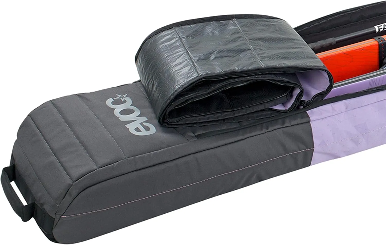 EVOC SKI ROLLER Ski Bag Travel Bag (Foldable, suitable for up to two pairs of skis, replaceable skate wheels for quiet and smooth rolling, robust material, Size: L), Black