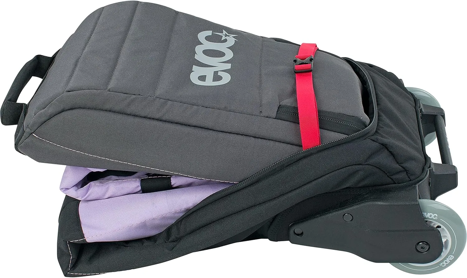 EVOC SKI ROLLER Ski Bag Travel Bag (Foldable, suitable for up to two pairs of skis, replaceable skate wheels for quiet and smooth rolling, robust material, Size: L), Black