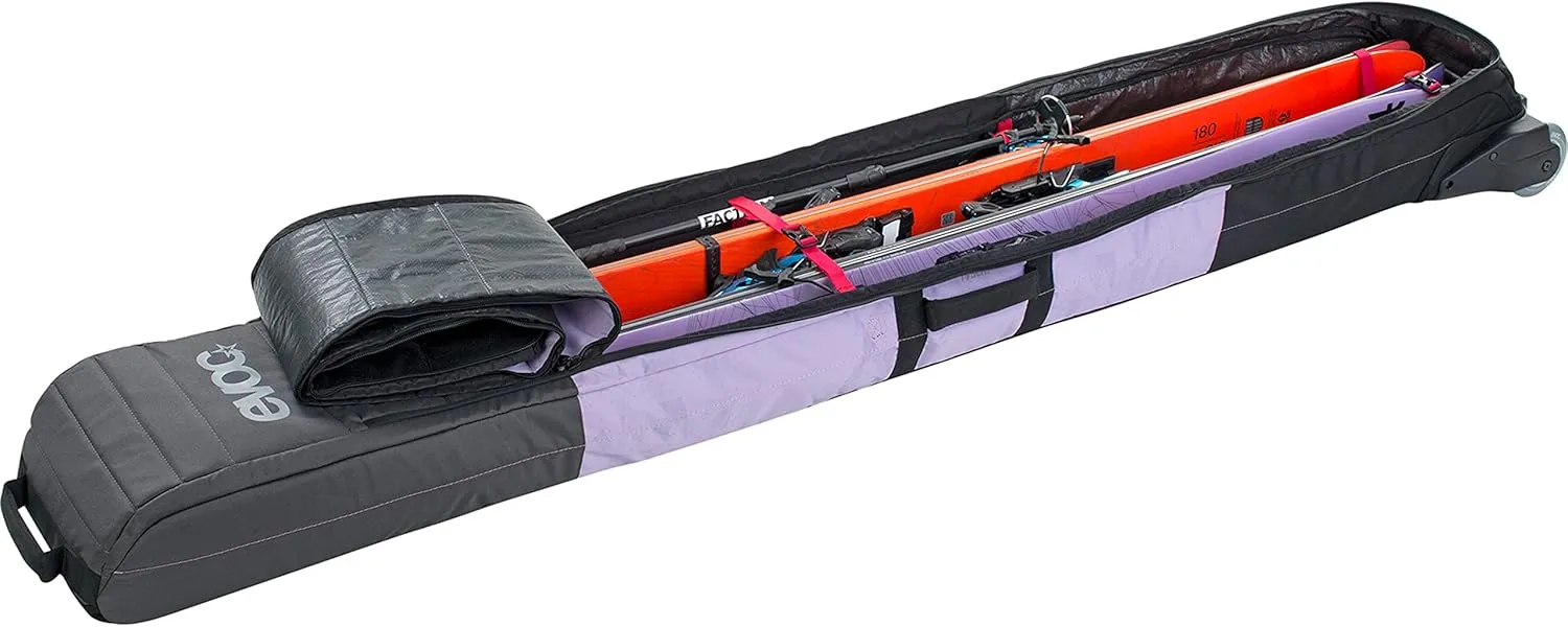 EVOC SKI ROLLER Ski Bag Travel Bag (Foldable, suitable for up to two pairs of skis, replaceable skate wheels for quiet and smooth rolling, robust material, Size: L), Black