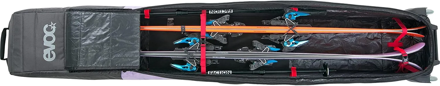 EVOC SKI ROLLER Ski Bag Travel Bag (Foldable, suitable for up to two pairs of skis, replaceable skate wheels for quiet and smooth rolling, robust material, Size: L), Black