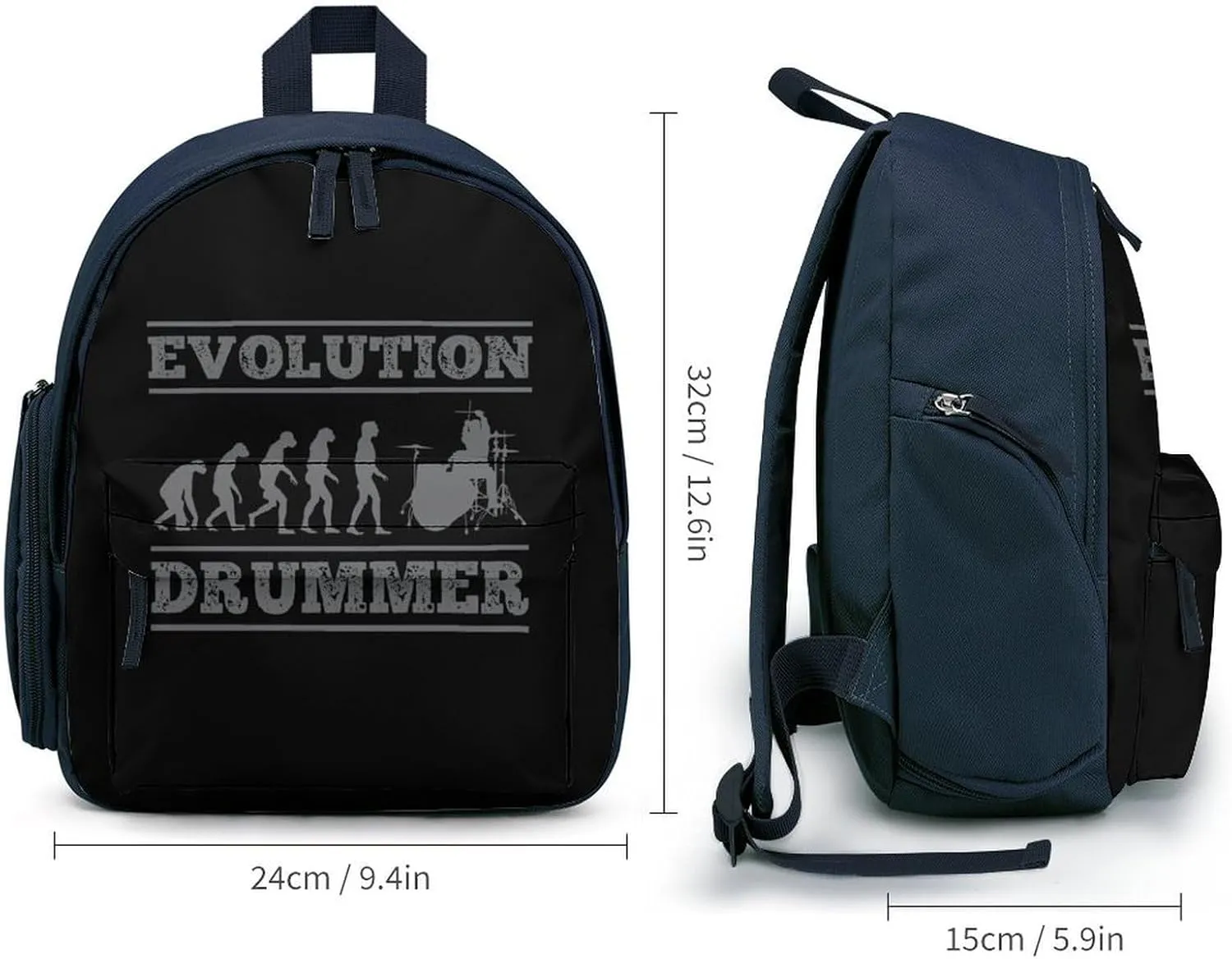 Evolution Drummer Funny Travel Backpack Lightweight Shoulder Bag Casual Daypack for Daily Business for Women Men