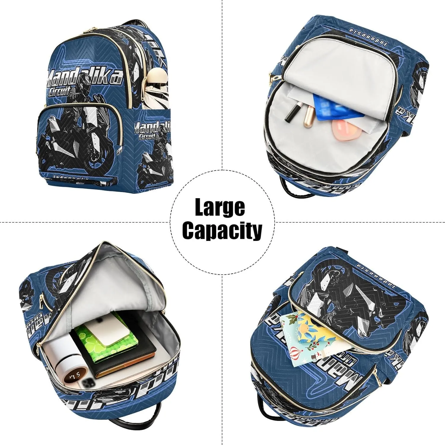 Exnundod Backpack Purse for Women Cool Motorcycle Biker, Mini Fashion Backpack Big Automatic Scooter Lightweight Casual Daypack Shoulder Bag Travel Backpack, M