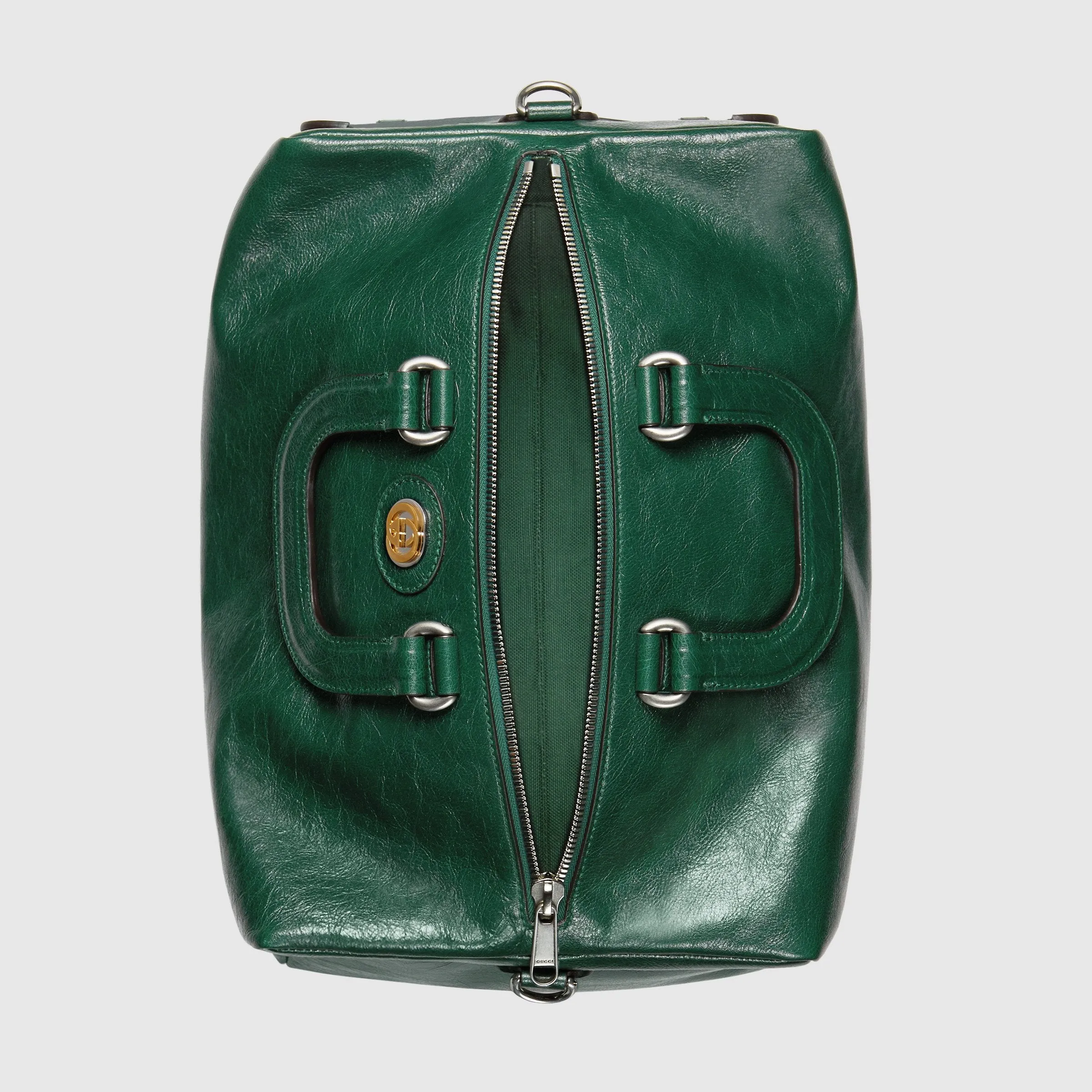 Expansive variety Soft Lightweight Leather Backpack Dark Gucci Green
