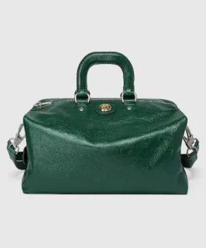 Expansive variety Soft Lightweight Leather Backpack Dark Gucci Green