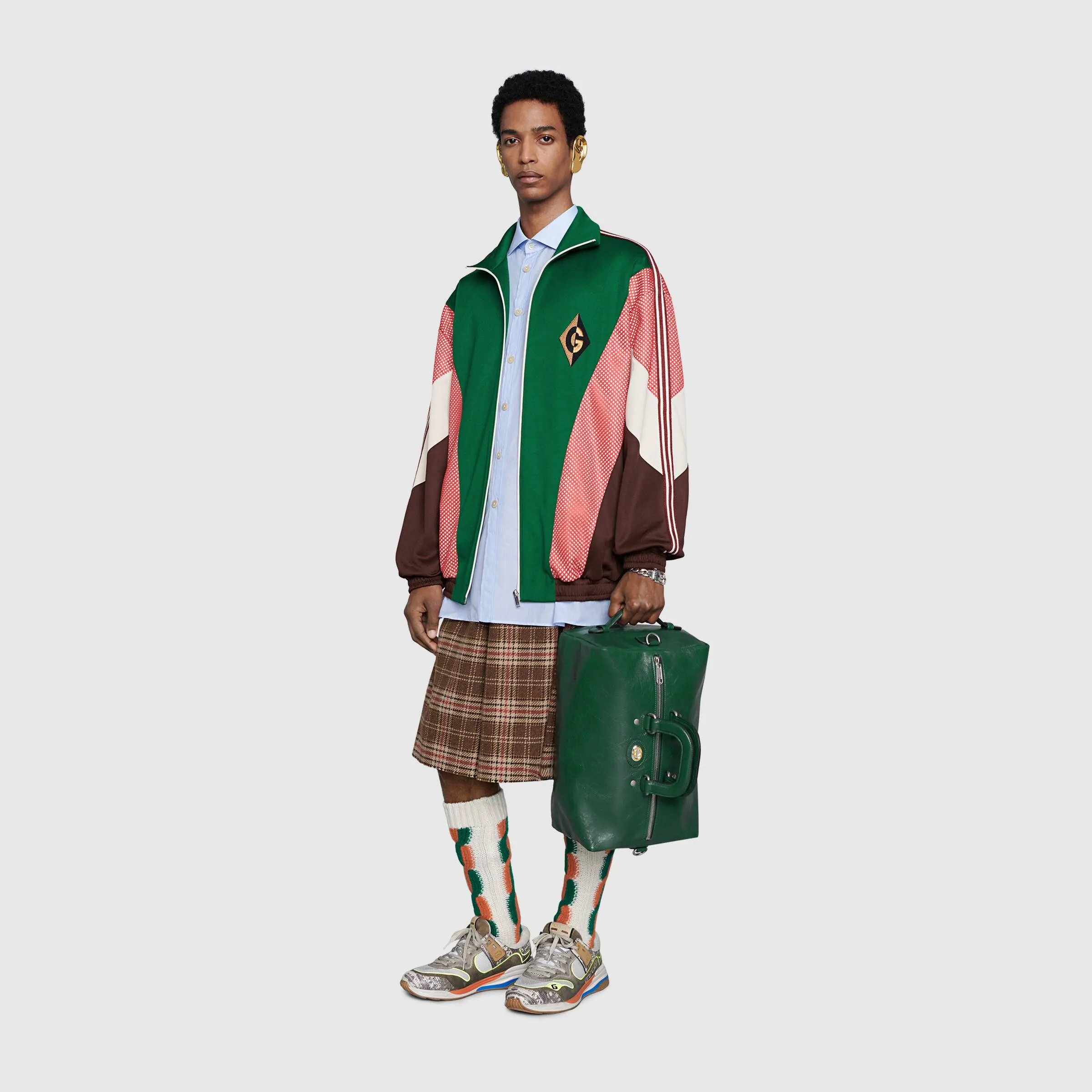 Expansive variety Soft Lightweight Leather Backpack Dark Gucci Green