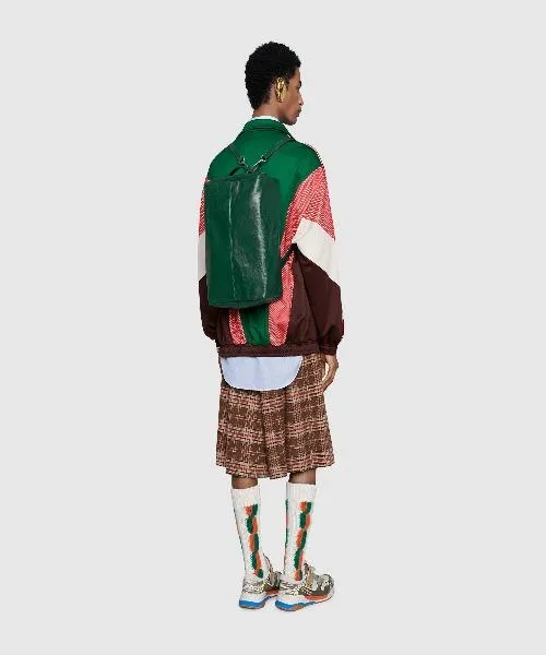 Expansive variety Soft Lightweight Leather Backpack Dark Gucci Green