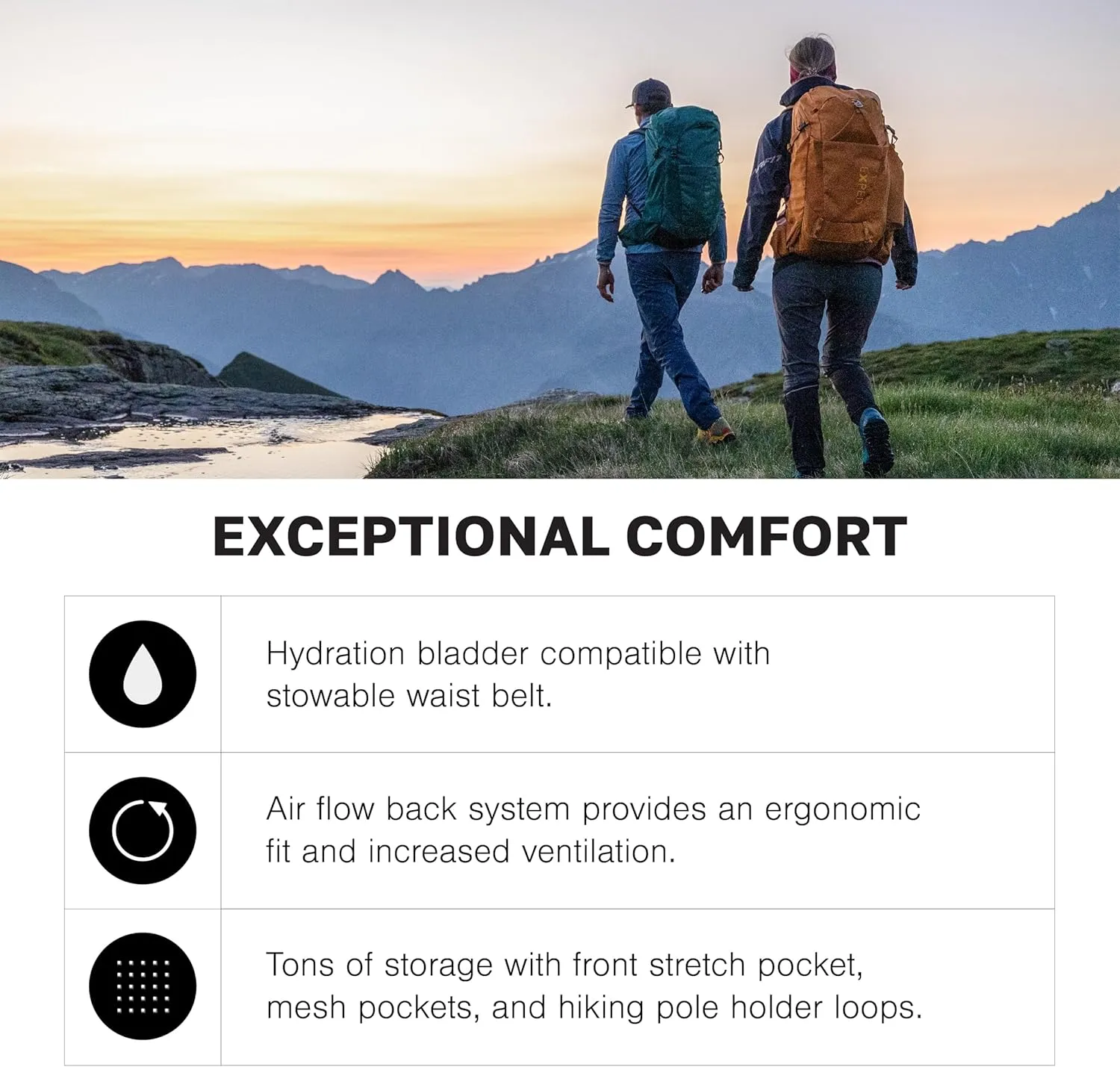 Exped Skyline Hiking Backpack, 30 Liter, Short/Medium, Black