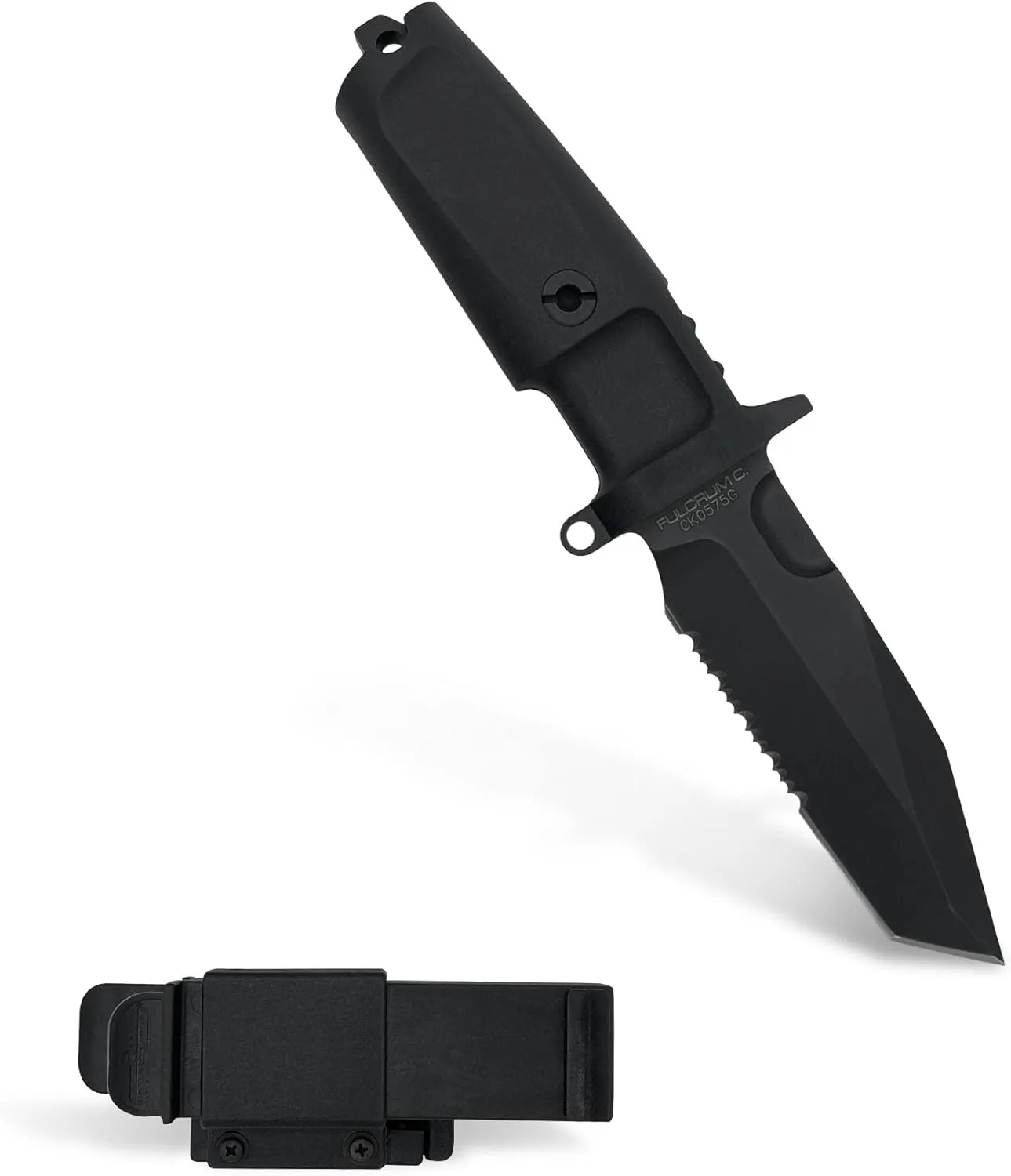 Extrema Ratio - Fulcrum C (Black) Fixed Blade Knife, Böhler N690 Steel Blade, Black Burnished Finish, 58 HRC Hardness, Compact, Ergonomic Forprene Handle, Handcrafted in Italy, Reliable