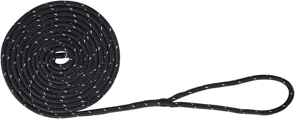 Extreme Max 3006.2487 BoatTector Double Braid Nylon Dock Line - 1/2" x 25', Black with Reflective Tracer