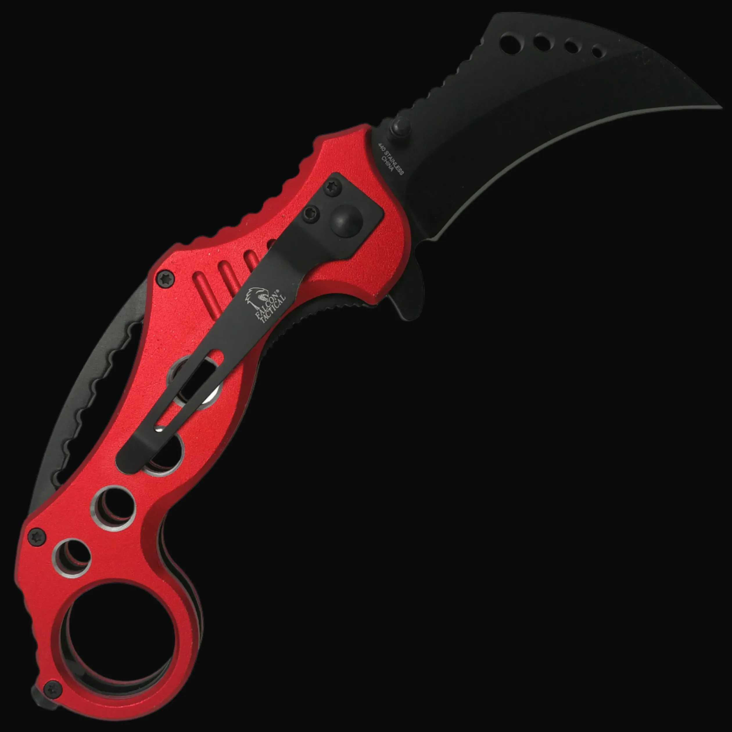 Falcon 7 1/2" Overall Red Handle Folding Knife