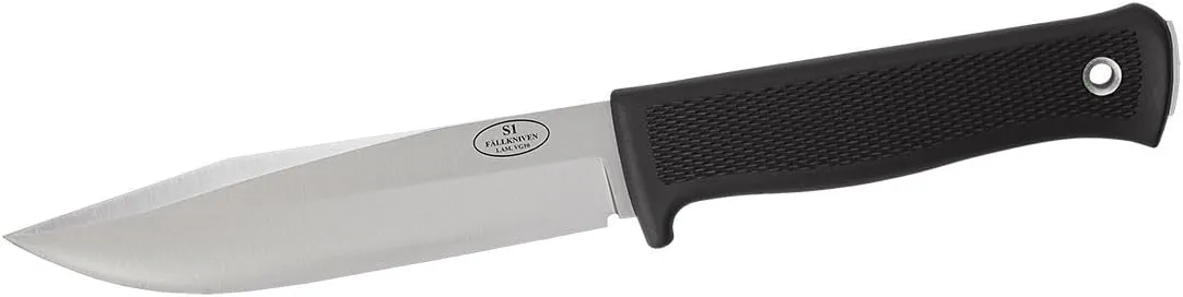 Fallkniven S1 Fine Edge Fixed Blade Knife with Leather Sheath, Black