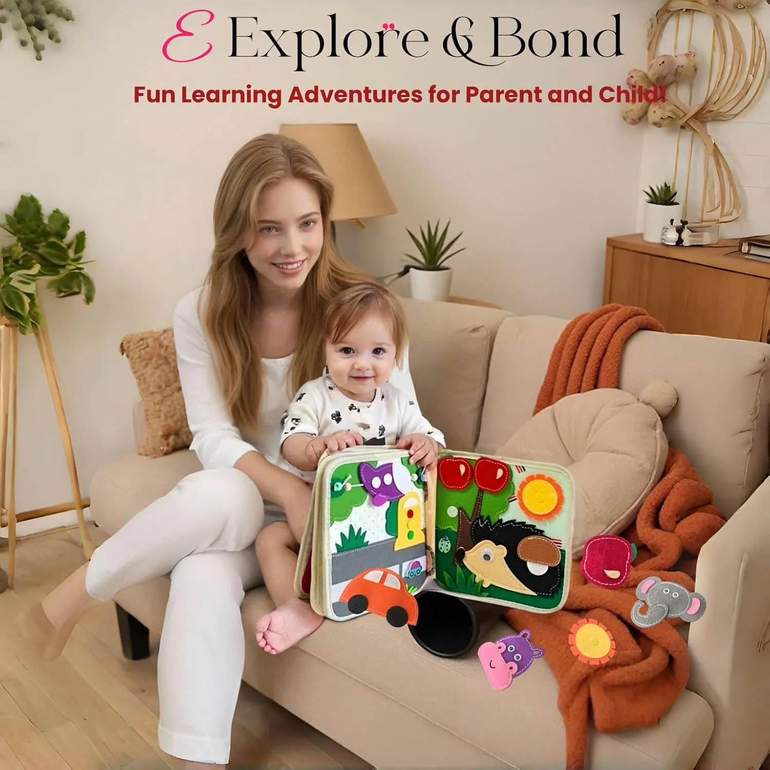 Farm Animal Busy Book for Toddlers 1-6 Years Montessori-Inspired Travel Toy with Detachable Puppets & Fine Motor Activities My Preschool Learning Book(Little Deer Book)