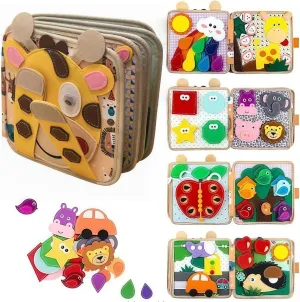 Farm Animal Busy Book for Toddlers 1-6 Years Montessori-Inspired Travel Toy with Detachable Puppets & Fine Motor Activities My Preschool Learning Book(Little Deer Book)