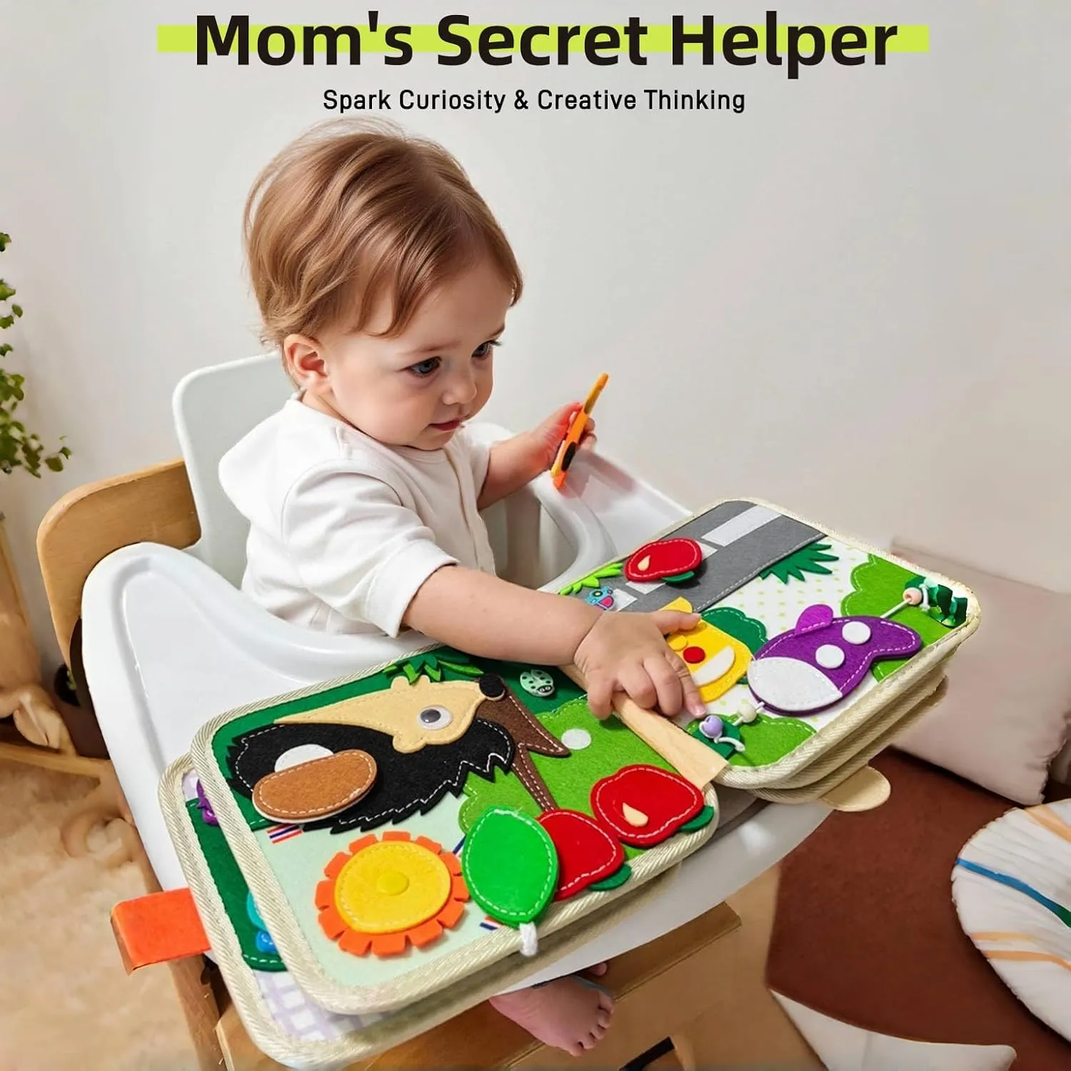 Farm Animal Busy Book for Toddlers 1-6 Years Montessori-Inspired Travel Toy with Detachable Puppets & Fine Motor Activities My Preschool Learning Book(Little Deer Book)