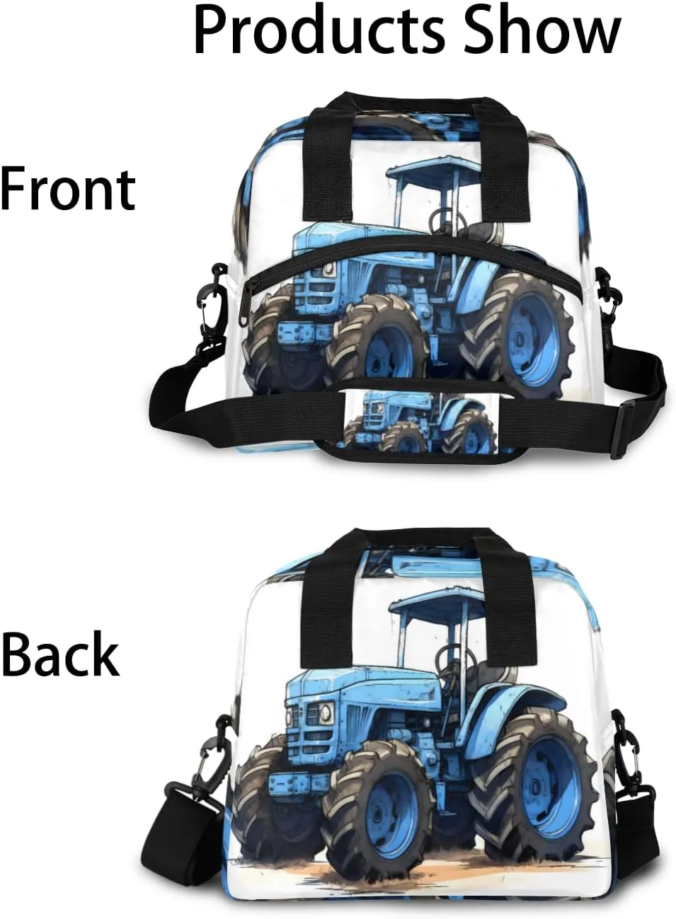 Farmland Vehicle Insulated Lunch Bag for Women Men Adults Large Reusable Lunch Box Leakproof Portable Cooler Tote Bags with Adjustable Shoulder Strap