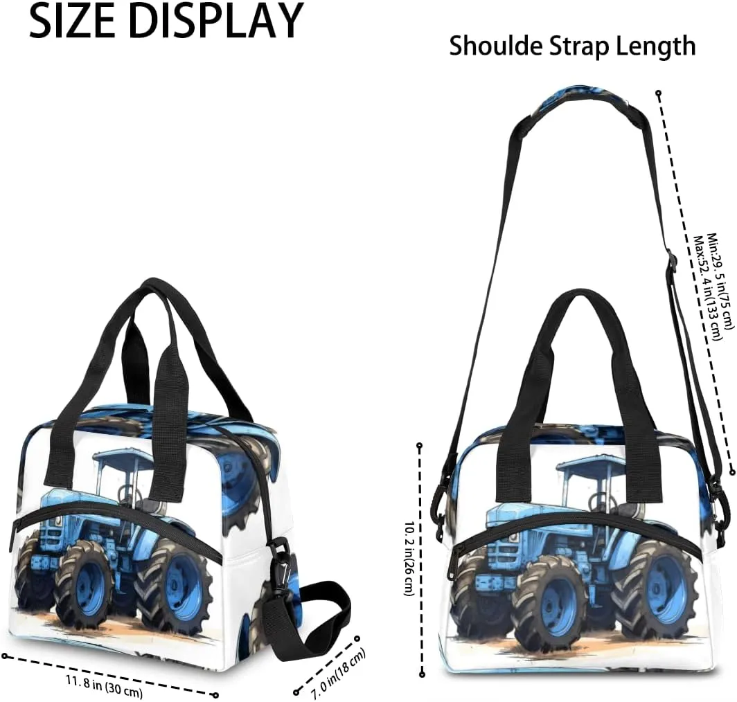 Farmland Vehicle Insulated Lunch Bag for Women Men Adults Large Reusable Lunch Box Leakproof Portable Cooler Tote Bags with Adjustable Shoulder Strap