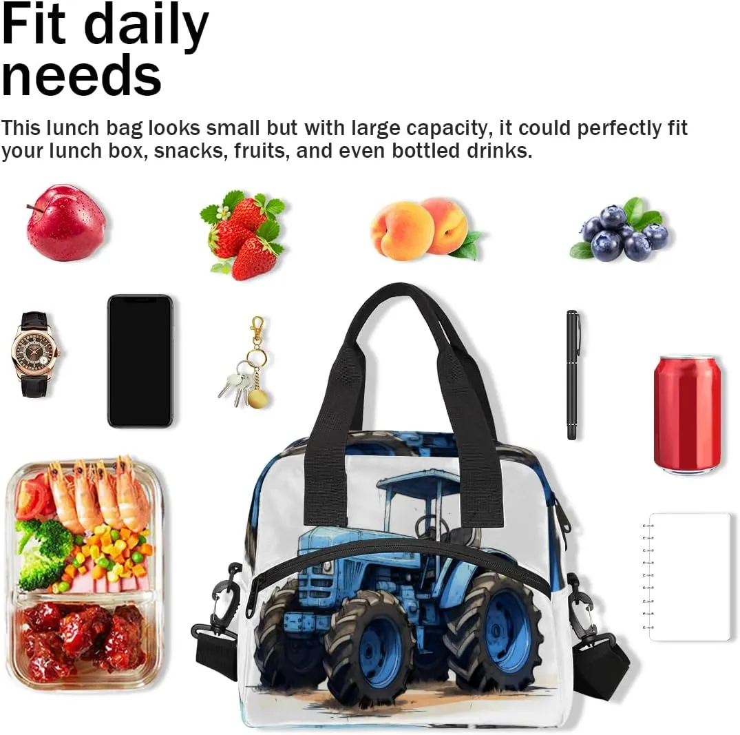 Farmland Vehicle Insulated Lunch Bag for Women Men Adults Large Reusable Lunch Box Leakproof Portable Cooler Tote Bags with Adjustable Shoulder Strap