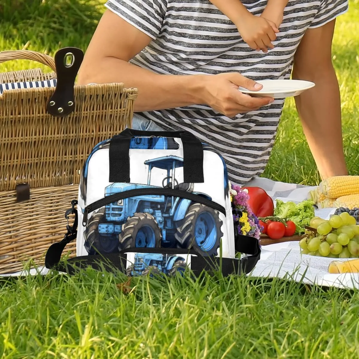 Farmland Vehicle Insulated Lunch Bag for Women Men Adults Large Reusable Lunch Box Leakproof Portable Cooler Tote Bags with Adjustable Shoulder Strap