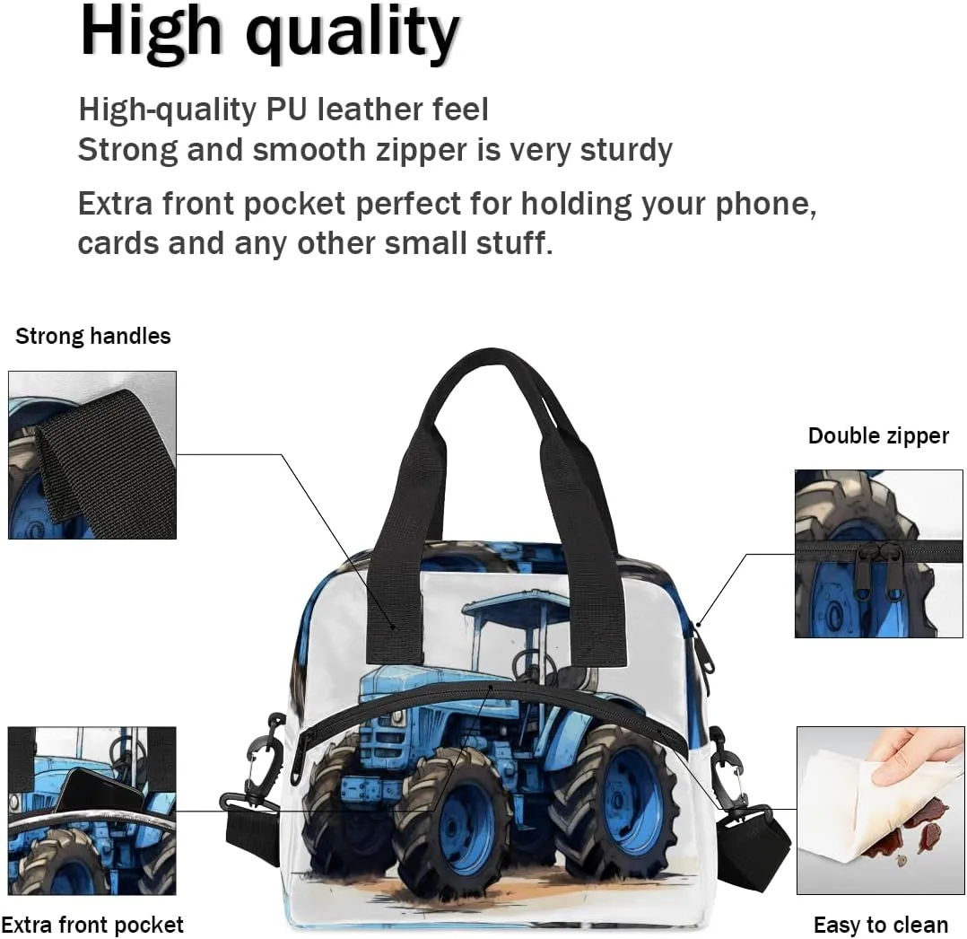 Farmland Vehicle Insulated Lunch Bag for Women Men Adults Large Reusable Lunch Box Leakproof Portable Cooler Tote Bags with Adjustable Shoulder Strap
