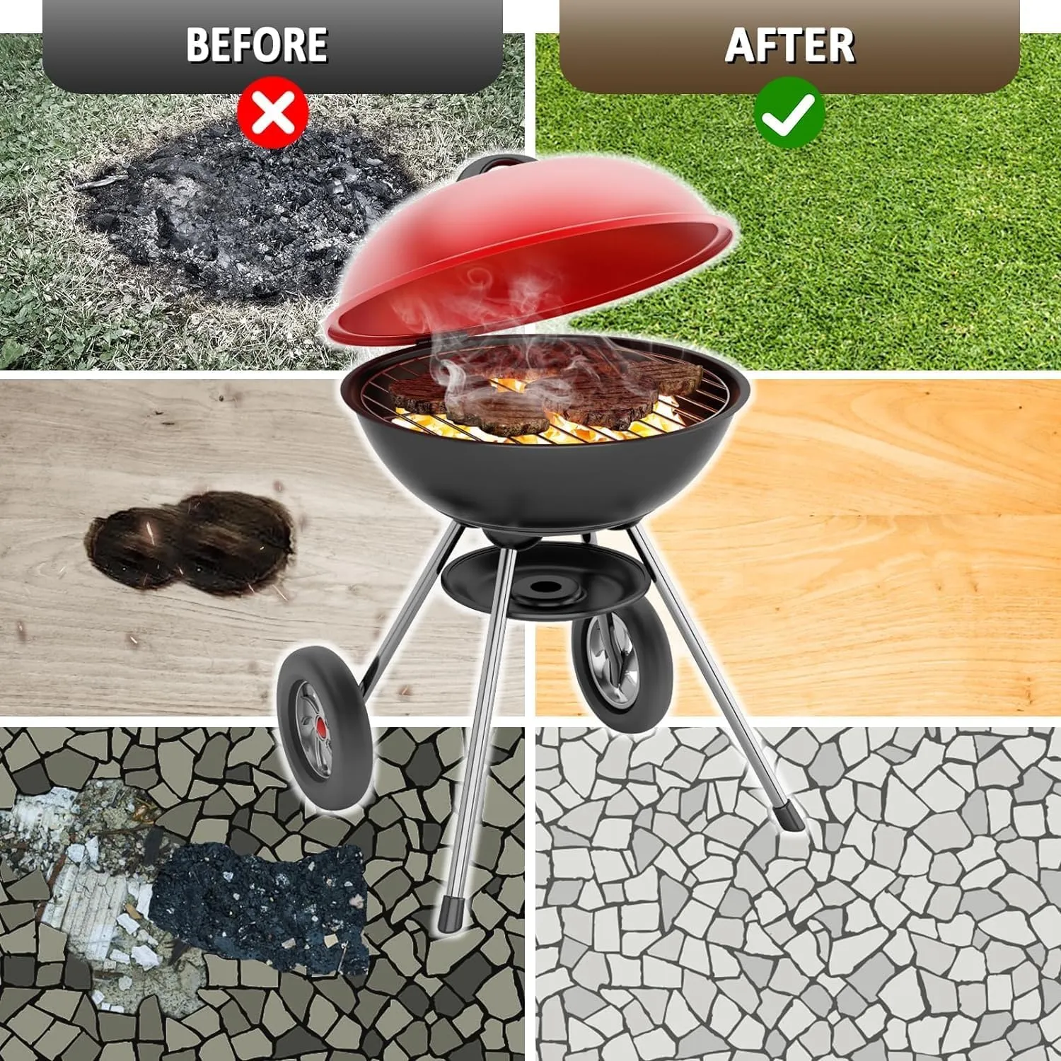 Fire Pit Mat - 37.8x39.4in Fireproof Blanket for Under Fire Pit, Compatible with Solo Stove, Heat Resistant Rug for Outside Indoor Wooden Deck Grass Lawn Protection - Black