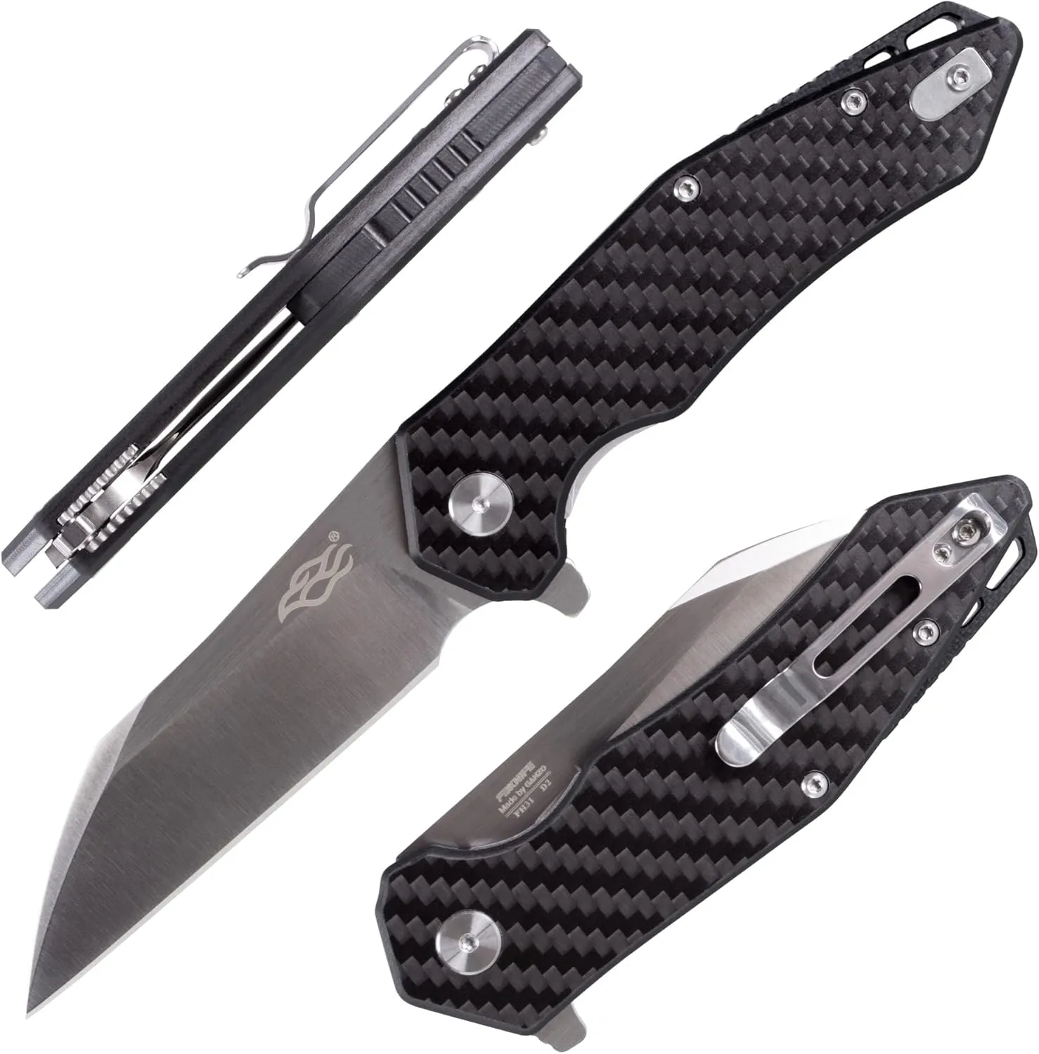 Firebird GANZO FH31 Folding Pocket Knife D2 Steel Wharncliffe Blade Ergonomic G10 Handle with Clip Hunting Fishing Flipper Camping Outdoor EDC Knife