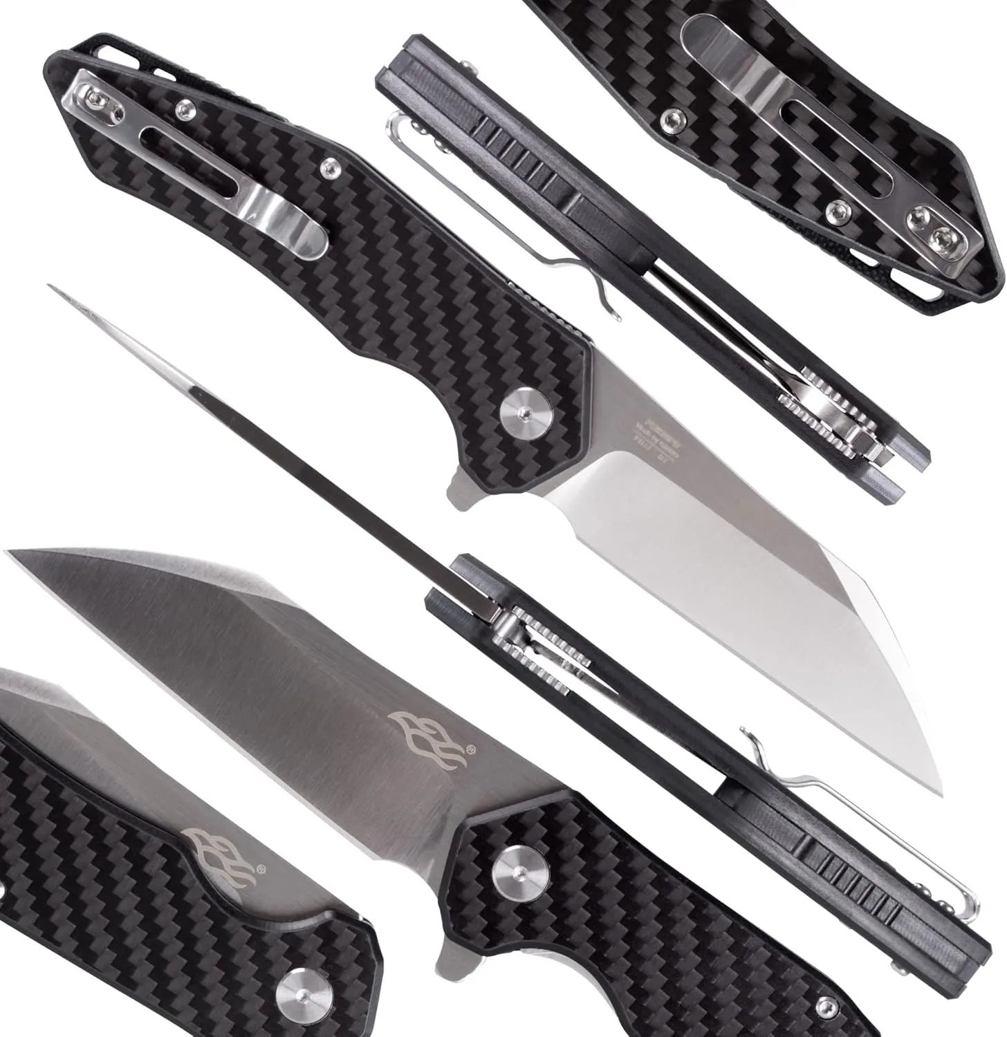 Firebird GANZO FH31 Folding Pocket Knife D2 Steel Wharncliffe Blade Ergonomic G10 Handle with Clip Hunting Fishing Flipper Camping Outdoor EDC Knife