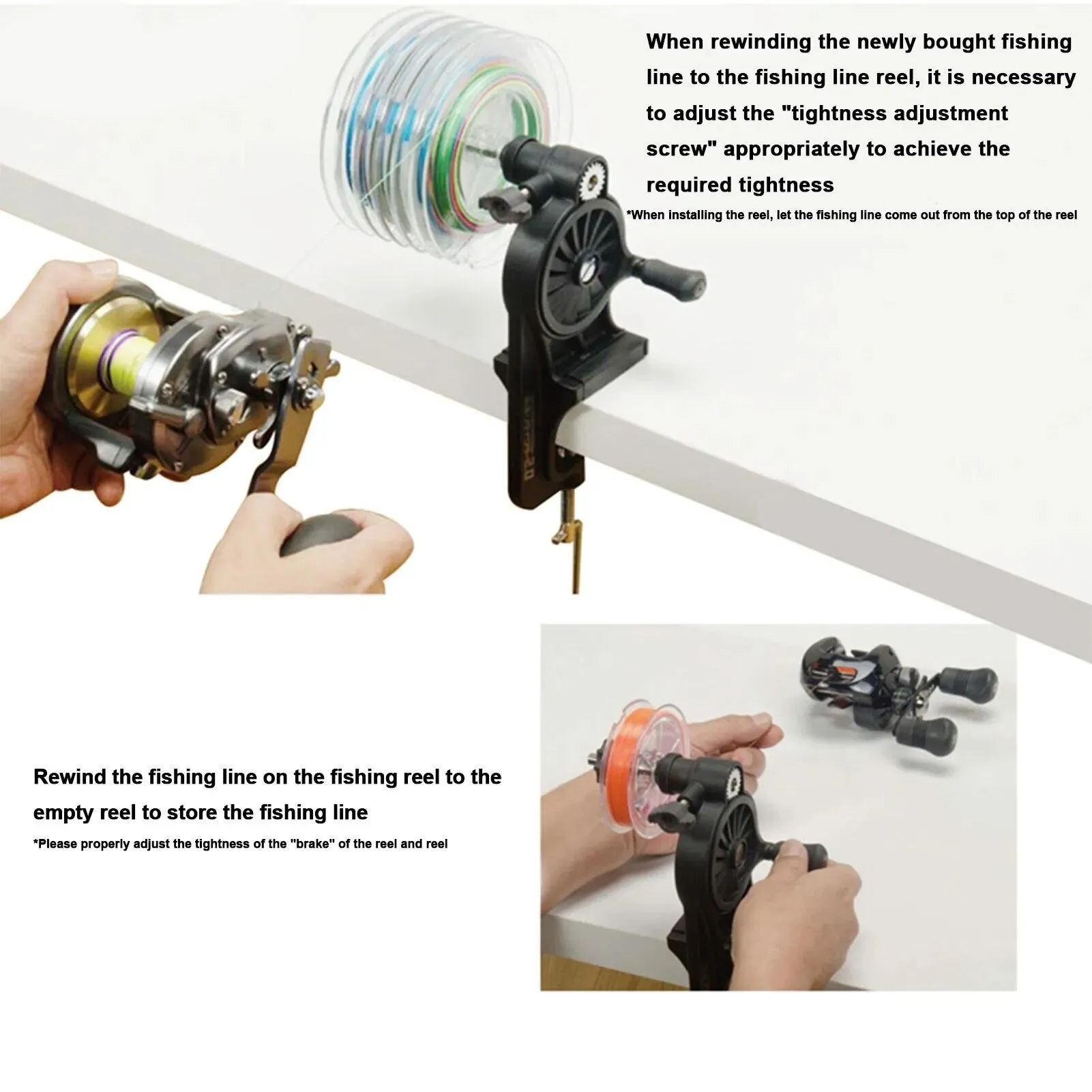 Fishing Line Spooler Adjustable Portable Table Clamp Winding