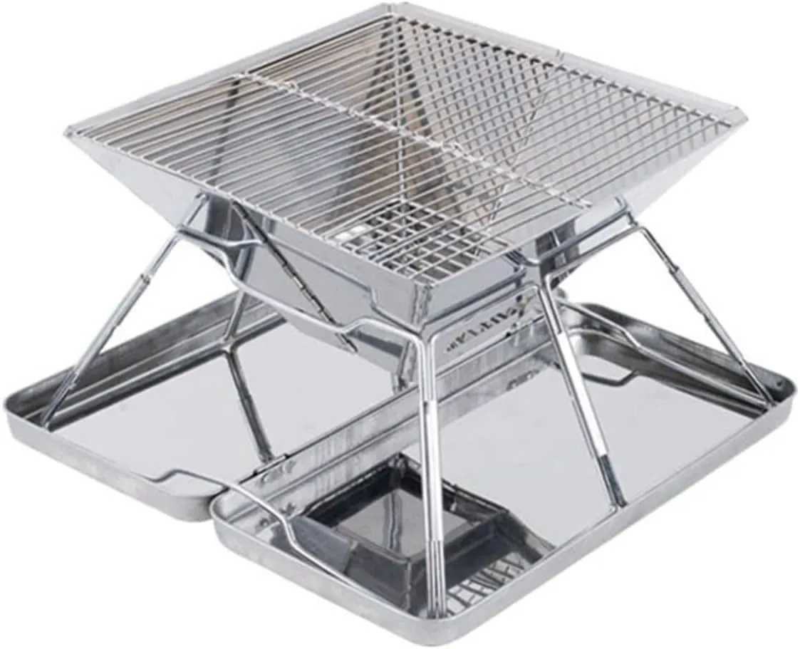 Fishing Tent Wood Burning Stove Large Portable Folding BBQ Grill Stove 4 Person Outdoor BBQ Rack