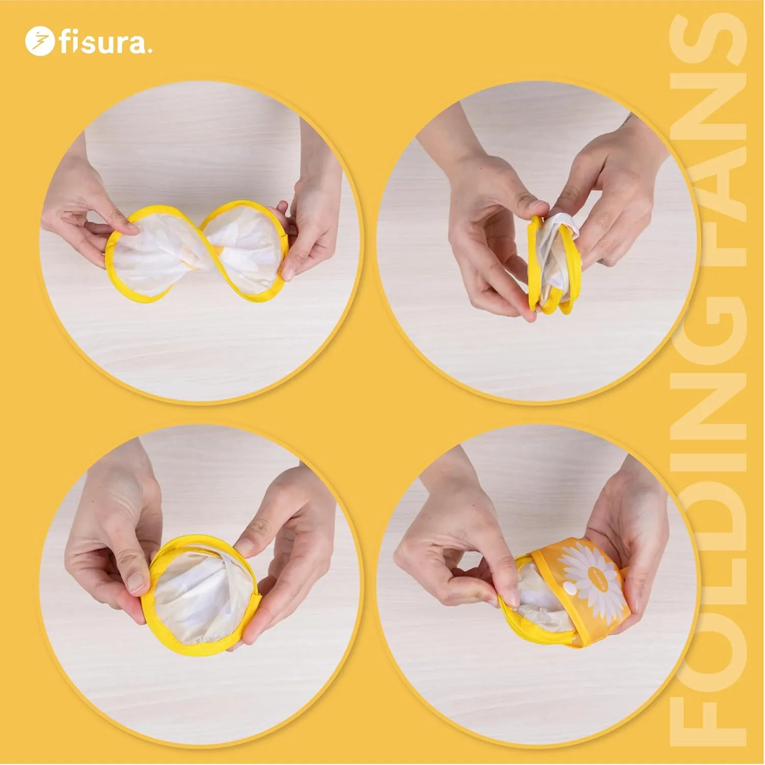 Fisura – Foldable round folding fanS. Original Foldable frisbees for parties. Measurements: 7.87 inches.