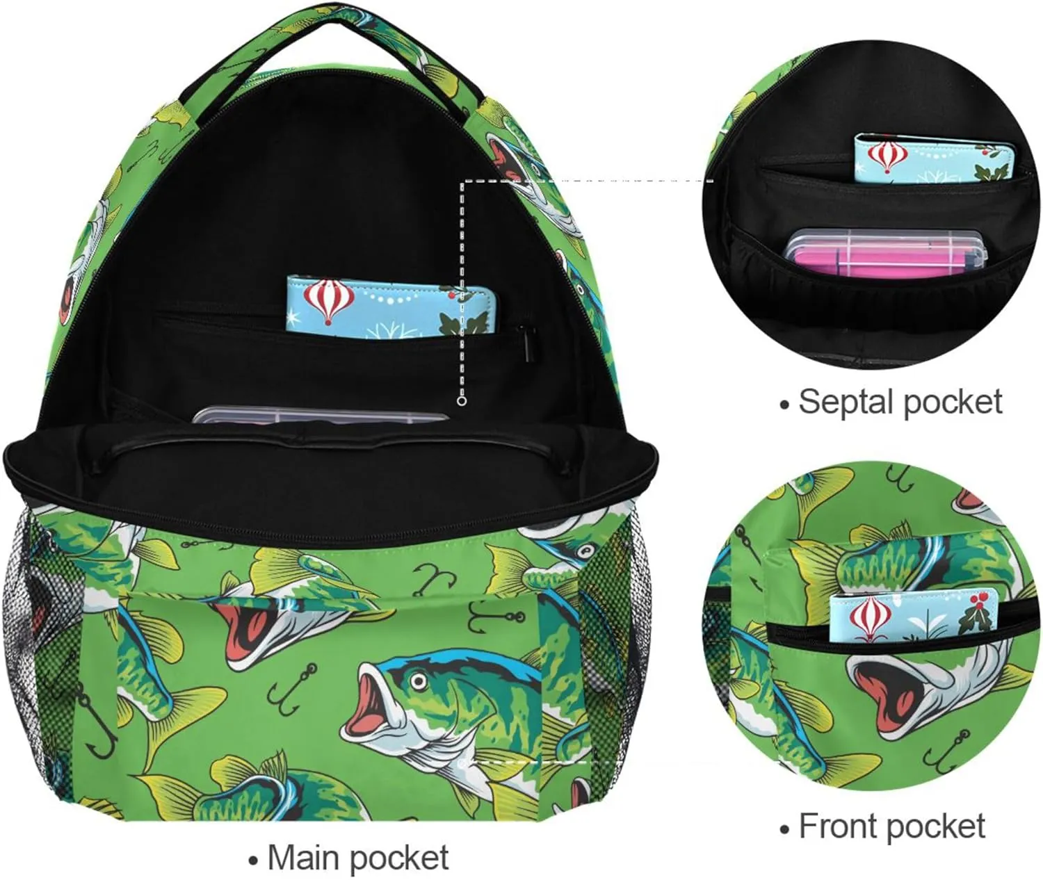 Fisyme Fishing Tuna Fish Laptop Backpack Bag Bookbag Casual Hiking Travel Computer Notebooks Daypacks
