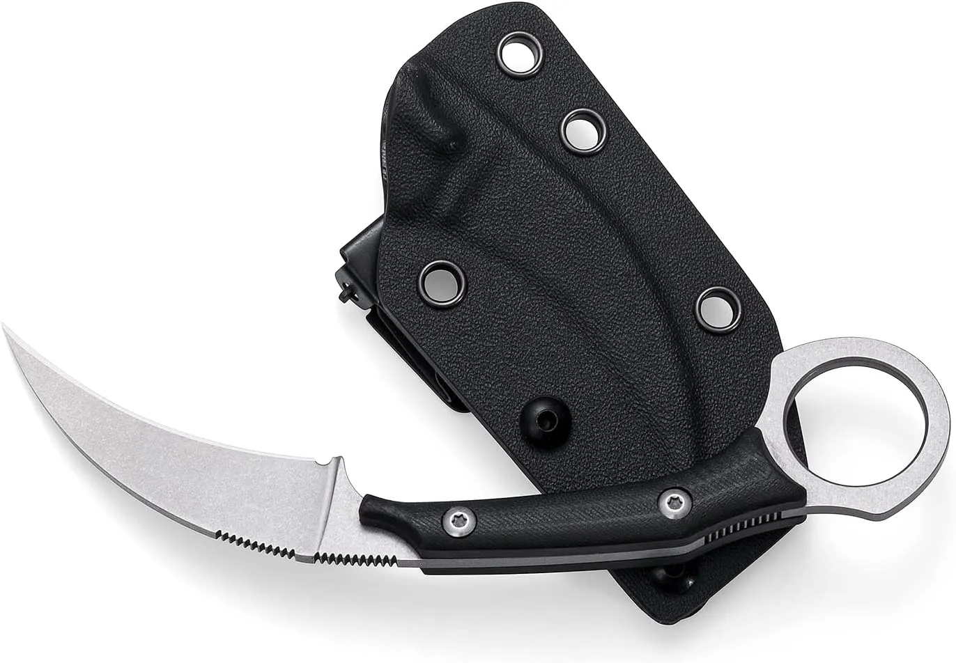 Fixed Blade Knife, D2 Stonewashed Steel Blade G10 Handle, Tactical EDC sharp Claw Knife, Utility Knife for Outdoor Survival Hiking Camping with Kydex Sheath OK1213 (Silver)