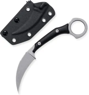 Fixed Blade Knife, D2 Stonewashed Steel Blade G10 Handle, Tactical EDC sharp Claw Knife, Utility Knife for Outdoor Survival Hiking Camping with Kydex Sheath OK1213 (Silver)