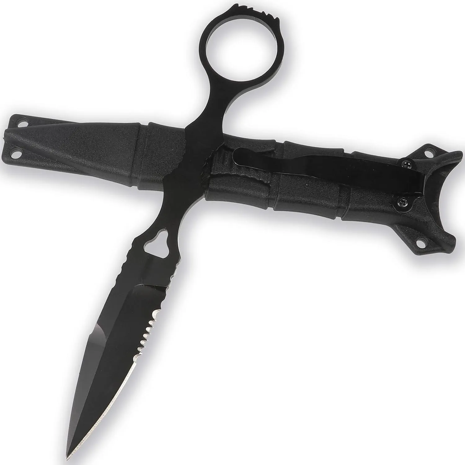 Fixed Blade Knife with Sheath,Portable 440c Edc Fixed Blade Knife With Kydex Sheath and Clip (Black)