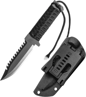 Fixed Blade Knives Outdoor Duty Knife 420HC Stainless Steel Survival knife with Paracord Handle Waist Clip EDC Kydex Sheath