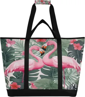 Flamingo Reusable Insulated Cooler Bag with Ice Pack Compartment - Large 47L Waterproof Thermal Grocery Tote for Picnic Beach Camping Lunch Storage