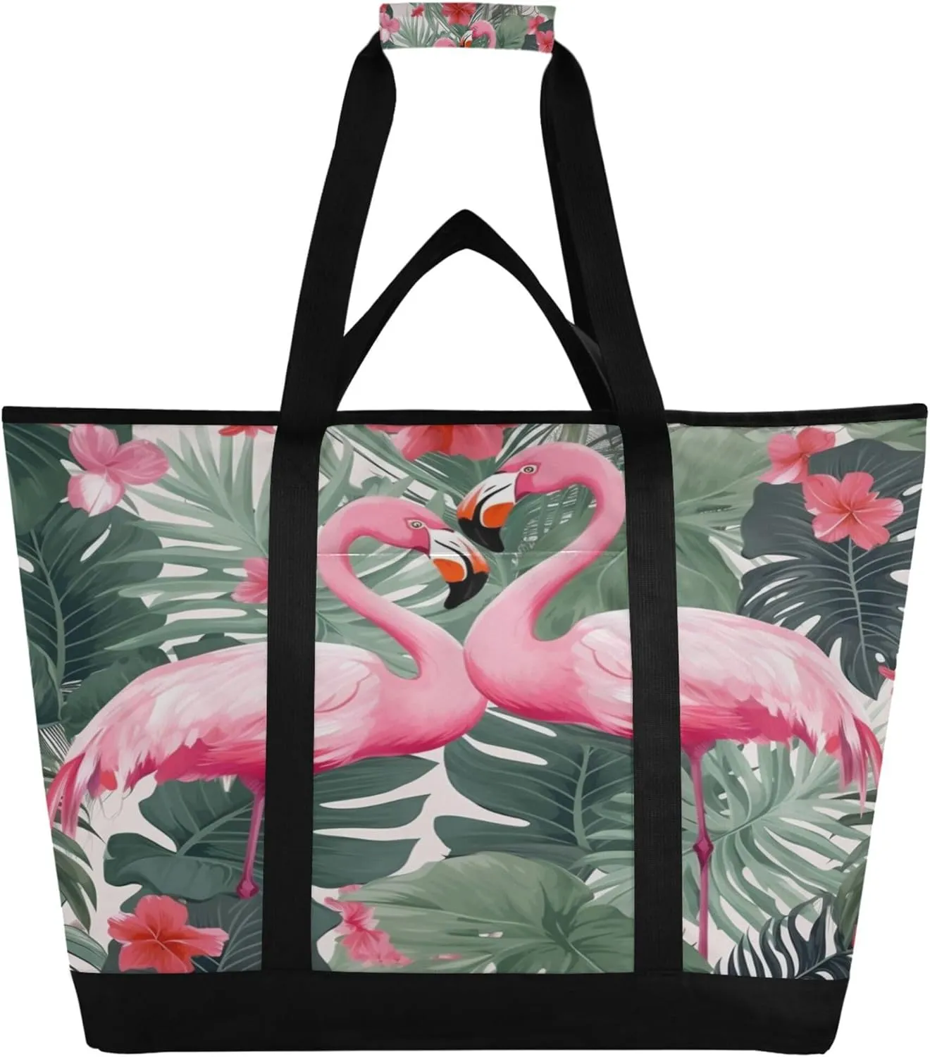 Flamingo Reusable Insulated Cooler Bag with Ice Pack Compartment - Large 47L Waterproof Thermal Grocery Tote for Picnic Beach Camping Lunch Storage