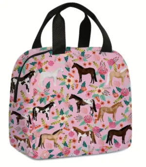 Floral Horse Print Insulated Lunch Cooler Bag - Various colours