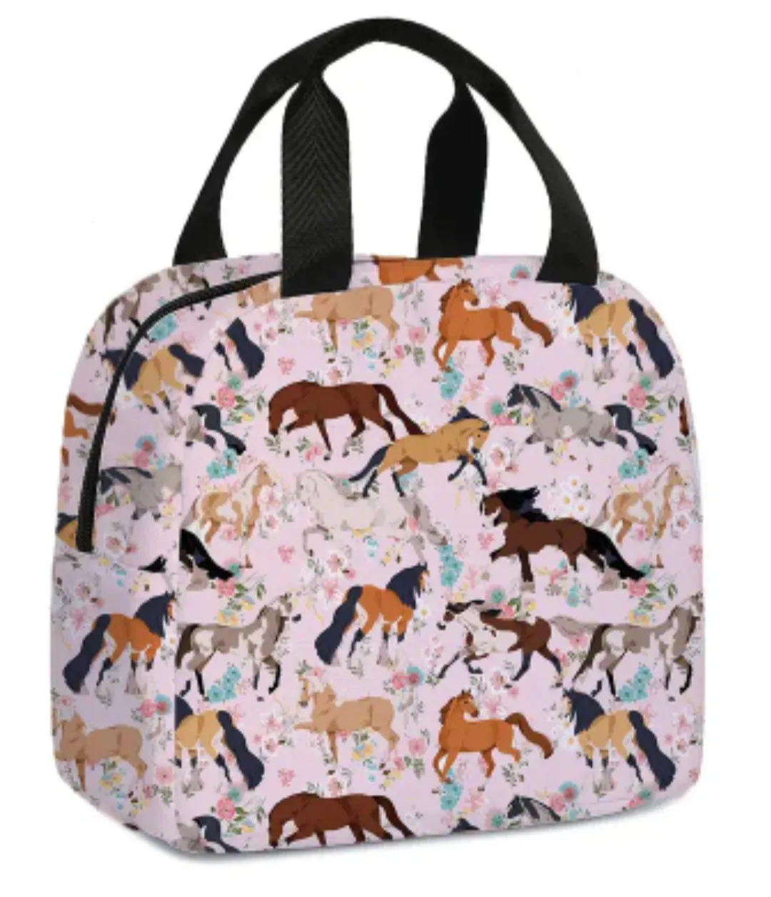 Floral Horse Print Insulated Lunch Cooler Bag - Various colours