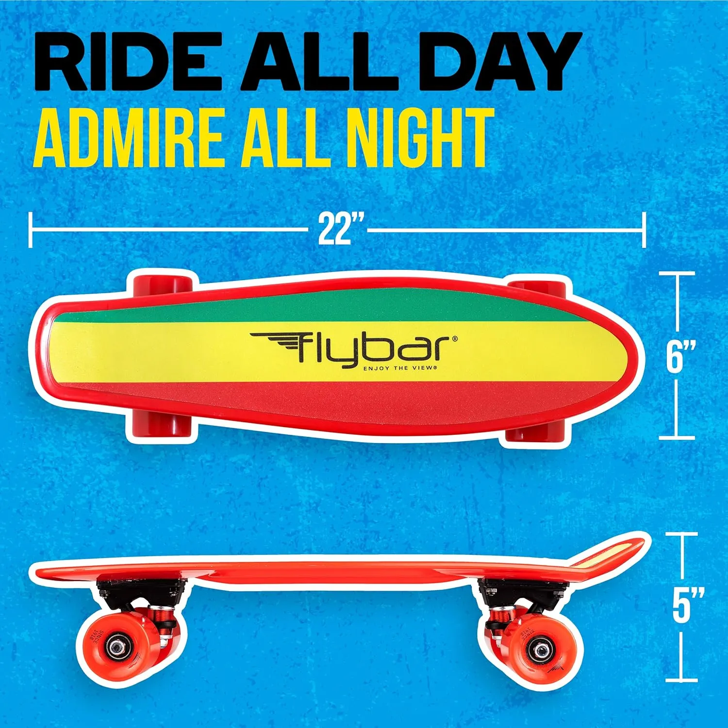Flybar 22 Inch Kids Skateboard – Mini Cruiser Skateboards for Kids Ages 6-12, Outdoor Toys, Lightweight, Durable, Non-Slip Deck, ABEC-7 Bearings, Holds up to 175 lbs
