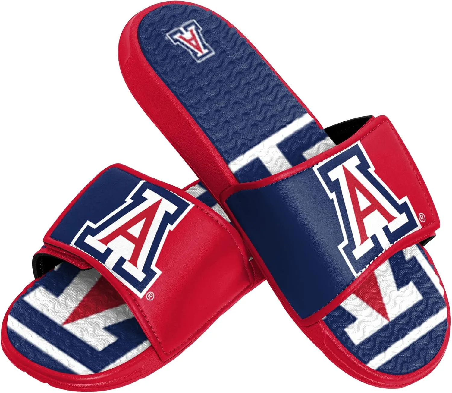 FOCO Arizona Wildcats NCAA Mens Colorblock Big Logo Gel Slides - L