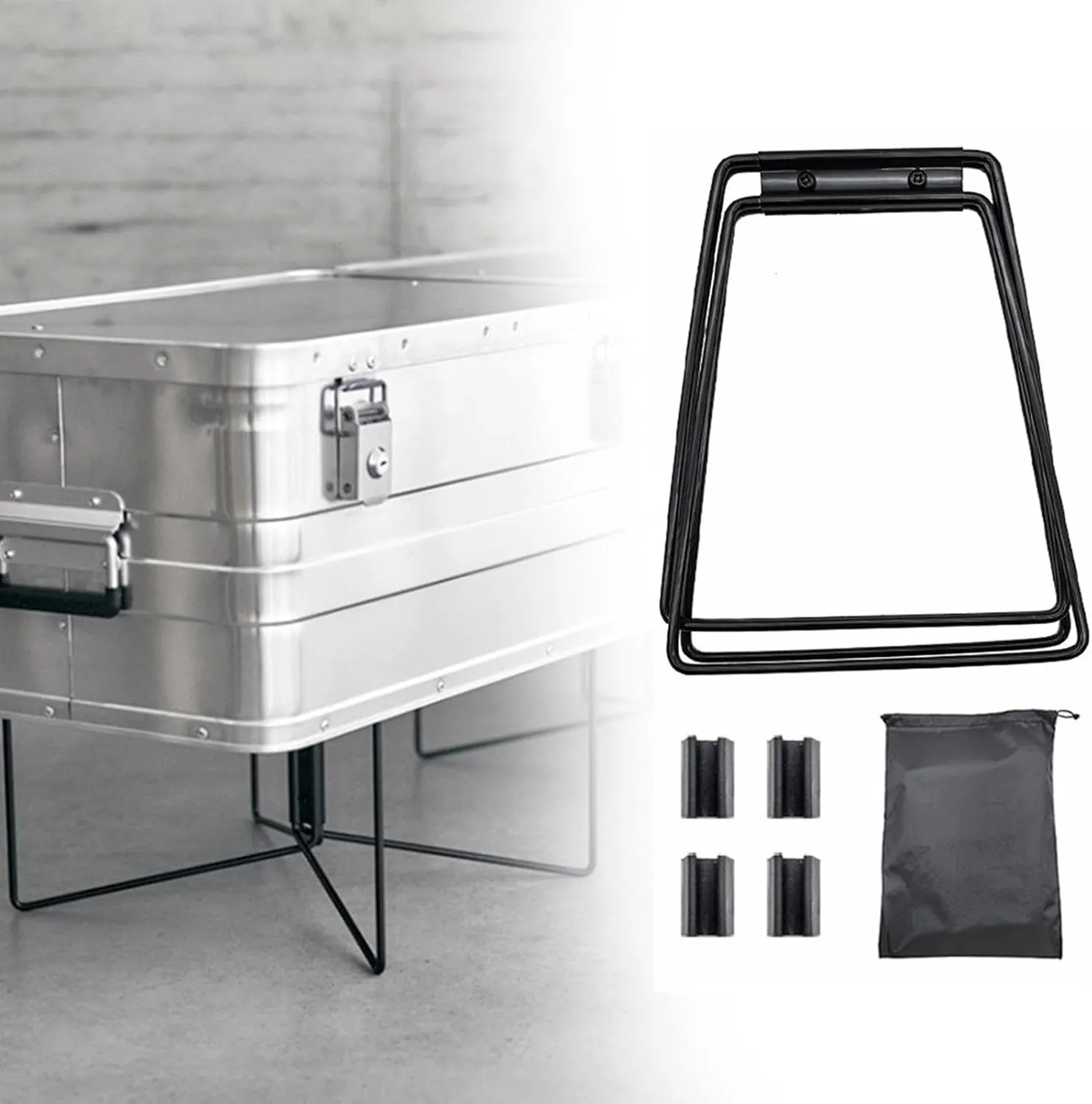 Foldable Cooler Stand Trash Bag Holder Metal Storage Box Stand with Carry Bag Stable Suitcase Rack for Hiking Outdoor Camping