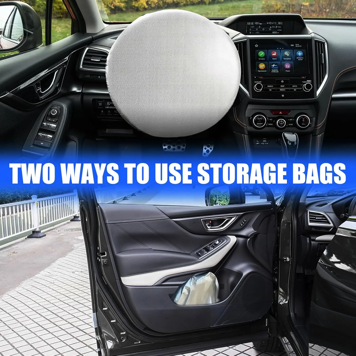 Foldable Sun Shade WODSTA Full Coverage Windshield Sunshade Compatible with Subaru Forester 2019-2025 4-Layer Thickened Windows Visor 240T Polyester Windshield Sun Shade