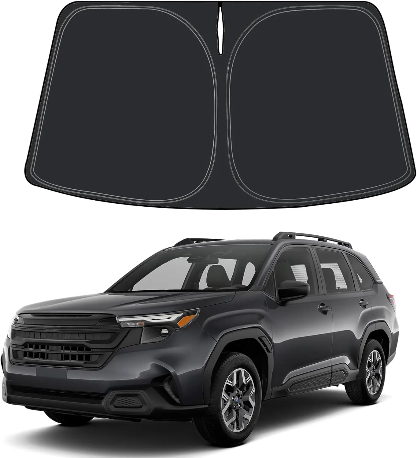 Foldable Sun Shade WODSTA Full Coverage Windshield Sunshade Compatible with Subaru Forester 2019-2025 4-Layer Thickened Windows Visor 240T Polyester Windshield Sun Shade